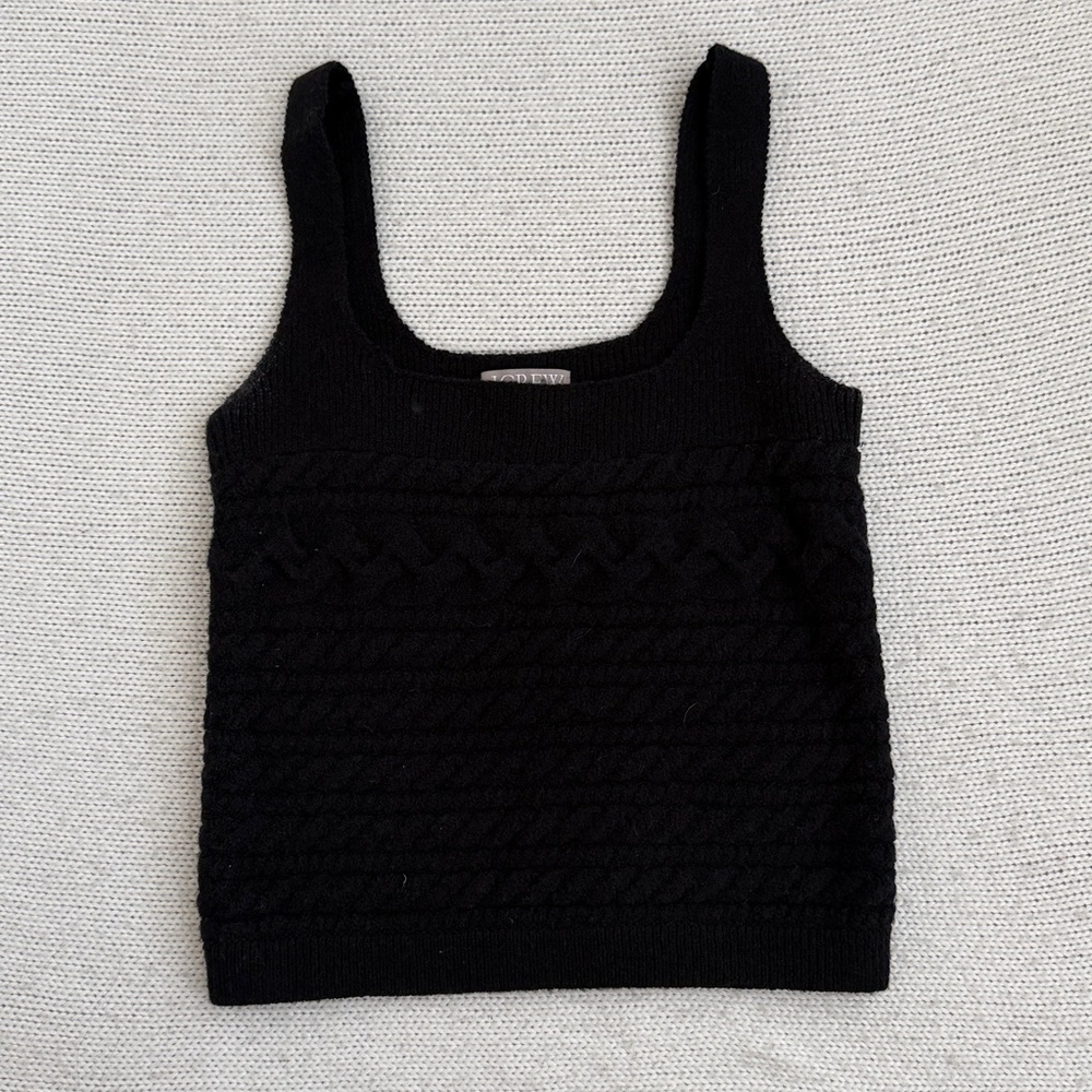 J Crew Merino Wool/Alpaca Tank and Cardigan Sweater Set Black Size Medium - Picture 8 of 13